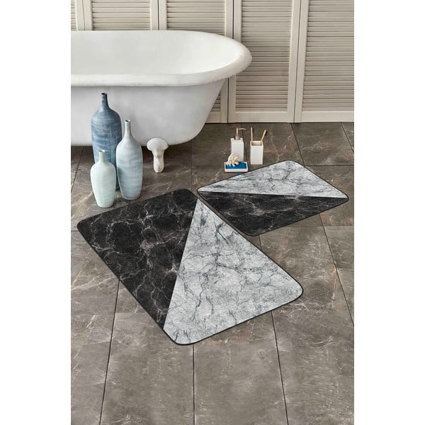 Covorașe de baie negru-alb 2 buc. 60x100 cm – Mila Home-image-3