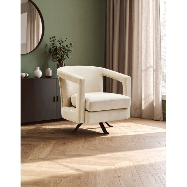 Fotoliu bej pivotant cu tapițerie din catifea Hestia – Premier Housewares-image-2