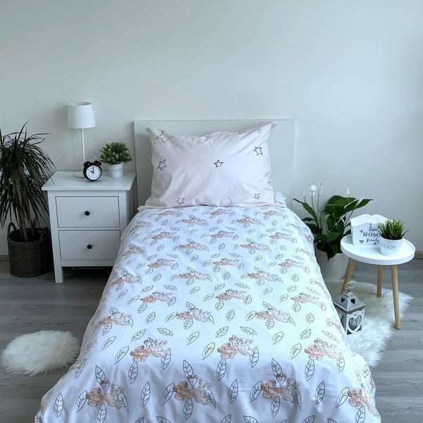 Lenjerie de pat fosforescentă pentru copii galben-deschis din bumbac pentru pat de o persoană 140x200 cm Lion King "Best friends" – Jerry Fabrics-image-2