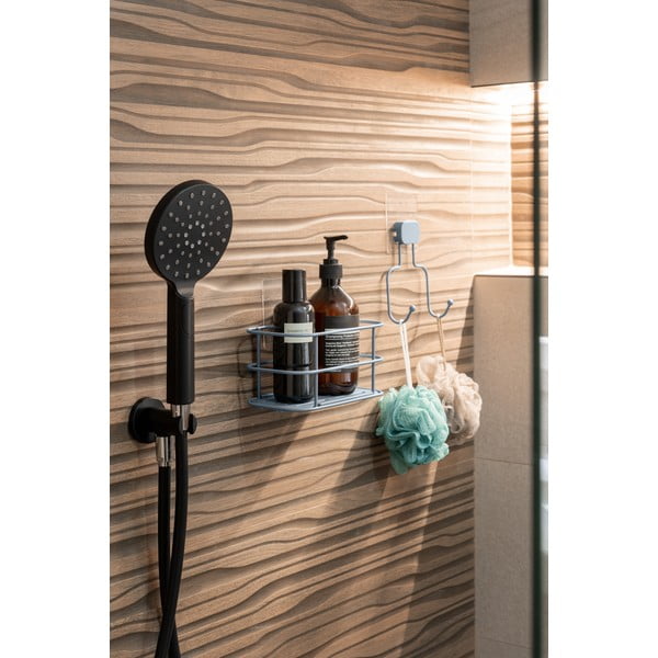 Raft pentru baie albastru deschis autoadeziv din metal Grena – Compactor-image-4