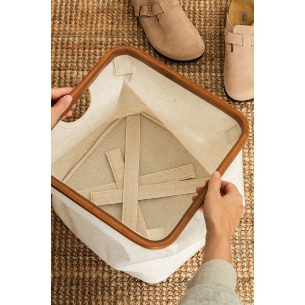 Cutie de depozitare crem din material textil 30x30x30 cm Bamboo/Linen Cube – Bigso-image-3