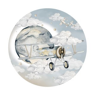 Autocolant de perete pentru copii Dekornik Plane in a Circle, ø 150 cm