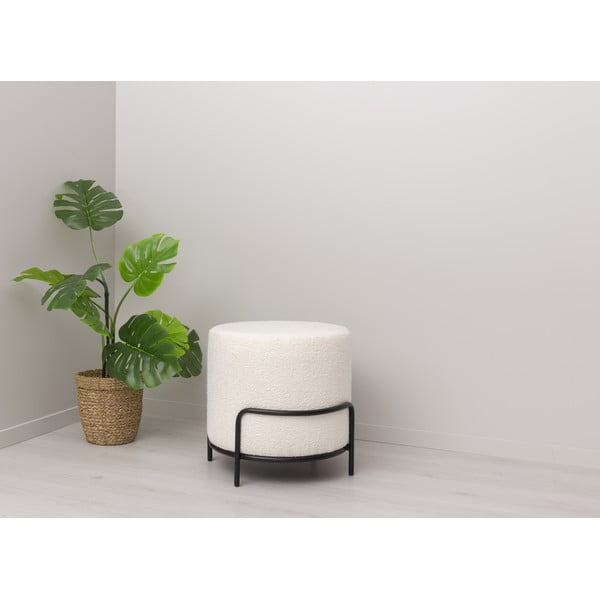 Taburet alb cu tapițerie din stofă bouclé Carl – Tenzo-image-1