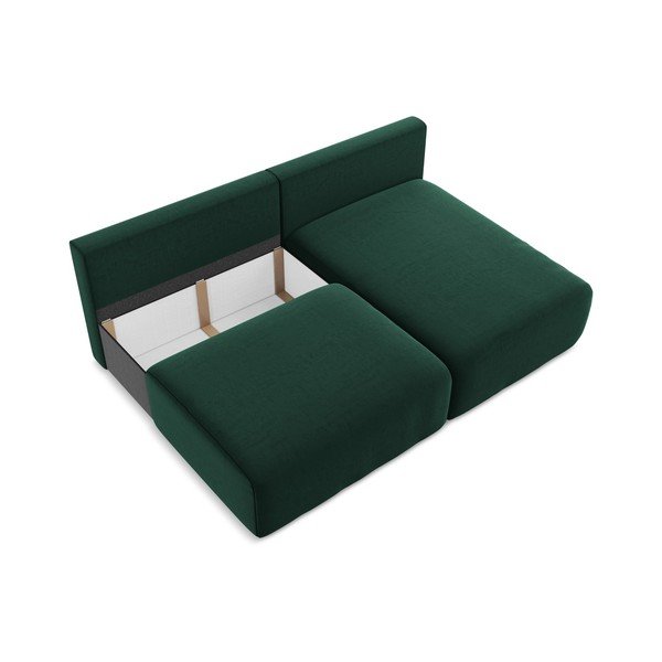 Colțar verde închis extensibil/cu spațiu de depozitare cu tapițerie din catifea (cu colț pe partea dreaptă/cu șezlong) Kalena – Makamii-image-4