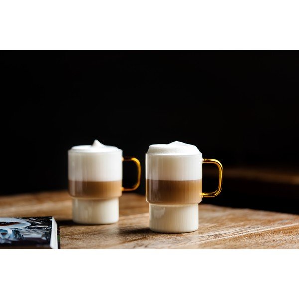 Căni galbene 2 buc. pentru cappuccino din sticlă 350 ml Livio – Vialli Design-image-3