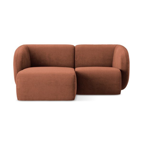 Colțar teracotă cu tapițerie din chenille (cu colț pe partea stângă/cu șezlong) Lani – Makamii