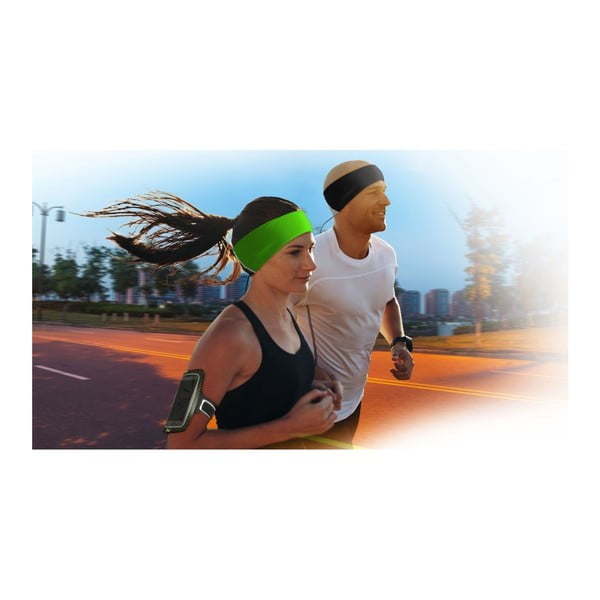 Bentiță pentru sport cu căști stereo integrate CellularLine EARBAND, negru-image-1