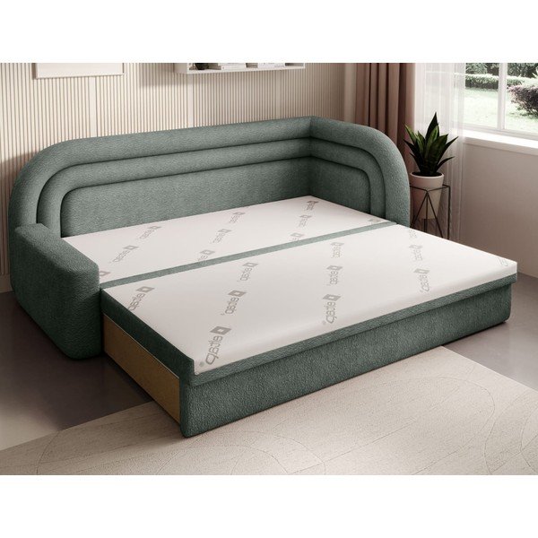 Canapea verde extensibilă/cu spațiu de depozitare cu tapițerie din chenille cu colț pe partea dreaptă 223 cm Fabillo – ELTAP-image-3