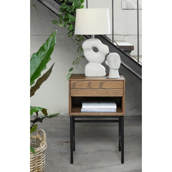Măsuță auxiliară cu blat cu aspect de lemn de stejar 40x45 cm Modica – Unique Furniture-image-1