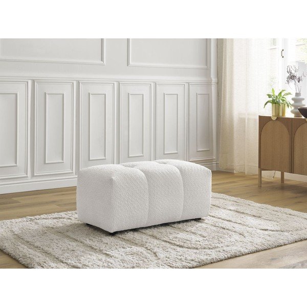 Taburet alb cu tapițerie din țesătură bouclé Roxelane – Bobochic Paris-image-1