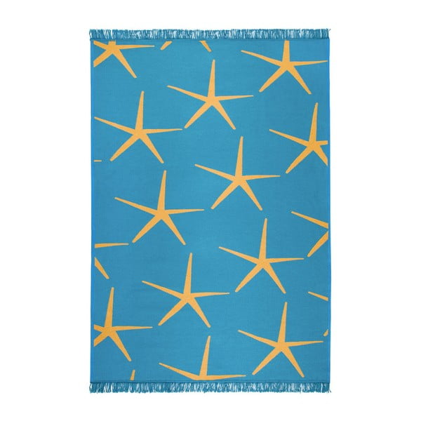 Covor reversibil Starfish, 80 x 150 cm, albastru-galben