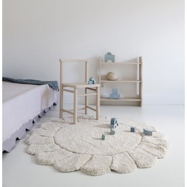 Covor pentru copii crem lavabil țesut manual din bumbac ø110 cm Gabrielle – Nattiot-image-3