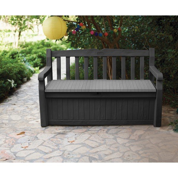Bancă de grădină gri închis din plastic Eden – Keter-image-1