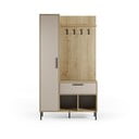 Set pentru hol crem/în culoare naturală cu aspect de lemn de stejar 108x195x35 cm Heidy – Marckeric