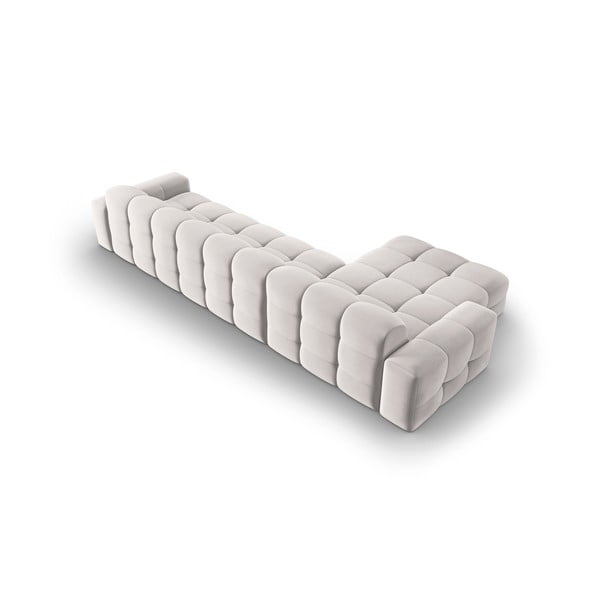 Colțar gri deschis cu tapițerie din catifea (pe partea stângă) Kendal – Micadoni Home-image-4