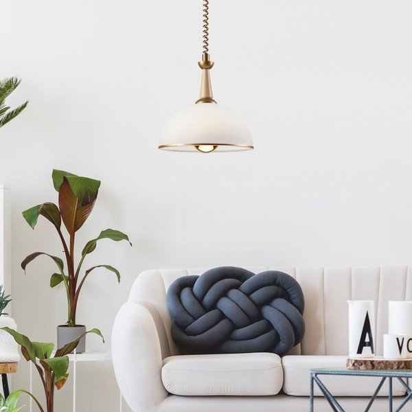 Lustră aurie/în culoare naturală cu abajur din sticlă ø 30 cm Ciara – LAMKUR-image-2