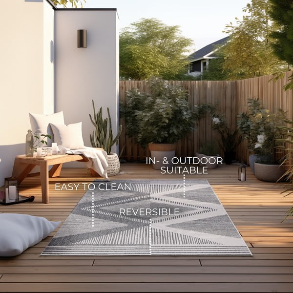 Covor de exterior gri/crem 80x150 cm Gemini – Elle Decoration-image-4