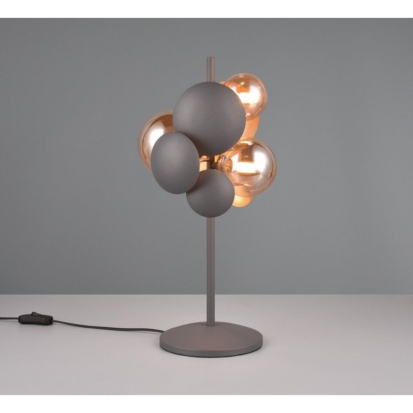 Veioză gri-auriu cu abajur din sticlă (înălțime 50 cm) Bubble – Trio Select-image-1