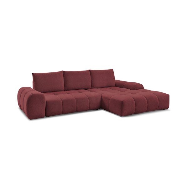 Colțar burgundy extensibil/cu spațiu de depozitare cu tapițerie din chenille (cu colț pe partea dreaptă/cu șezlong) Everest – Bobochic Paris-image-3