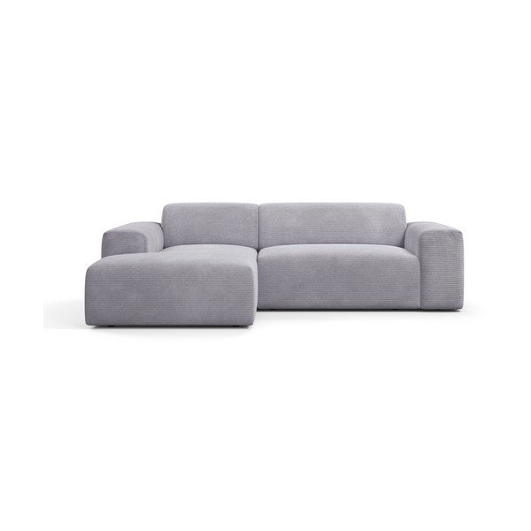 Colțar din catifea Marie Claire Home Karen, 250 cm, colț stânga, gri deschis