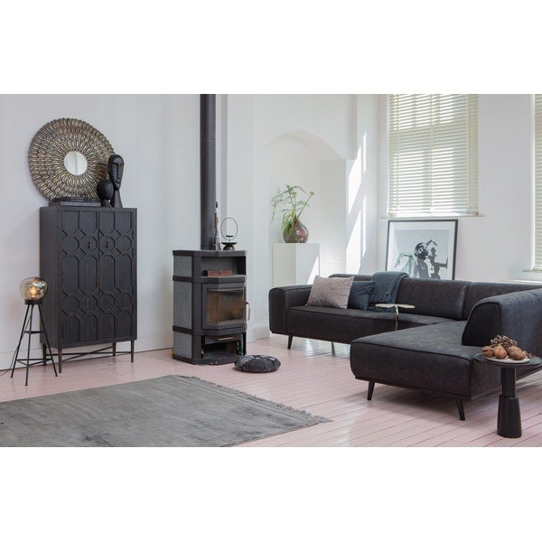 Colțar din piele artificială cu șezlong pe partea dreaptă BePureHome Statement, negru-image-1