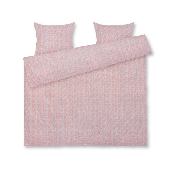 Lenjerie de pat albastru-deschis/roz din bumbac satinat pentru pat dublu/extinsă 200x220 cm Pleasantly – JUNA