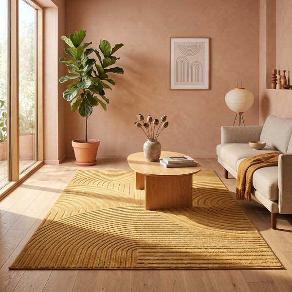 Covor galben ocru 200x290 cm Whirl – ESTE-image-1