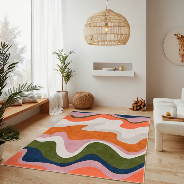 Covor portocaliu lavabil 160x230 cm Squiggly Orange – Mila Home-image-1