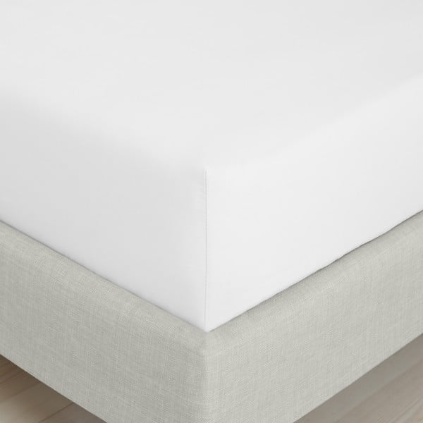 Cearceaf alb din bumbac percal cu elastic 90x190 cm Cotton Percale – Bianca-image-3