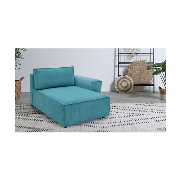 Modul pentru canapea albastru cu tapițerie din catifea reiată  (cu colț pe partea dreaptă) Nihad modular – Bobochic Paris-image-1