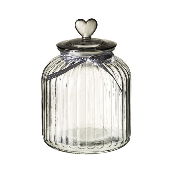 Recipient din sticlă cu capac Unimasa Heart, 4,2 l, argintiu