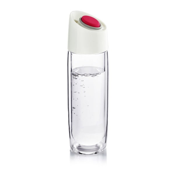 Sticlă termos Asobu Simply Clear, alb-roșu
