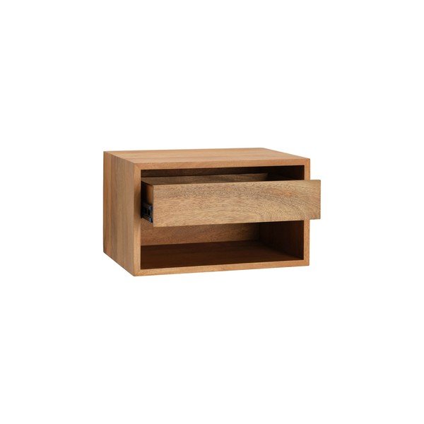 Noptieră în culoare naturală suspendată/cu rafturi din lemn de mango Cilla – Ellos Home-image-4