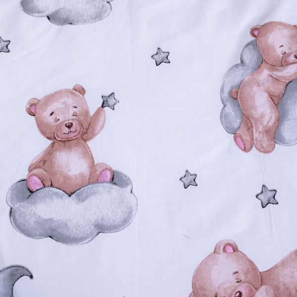 Lenjerie de pat pentru copii albă din bumbac pentru pătuț 100x135 cm Teddy Bear "Ribbon" – Jerry Fabrics-image-4