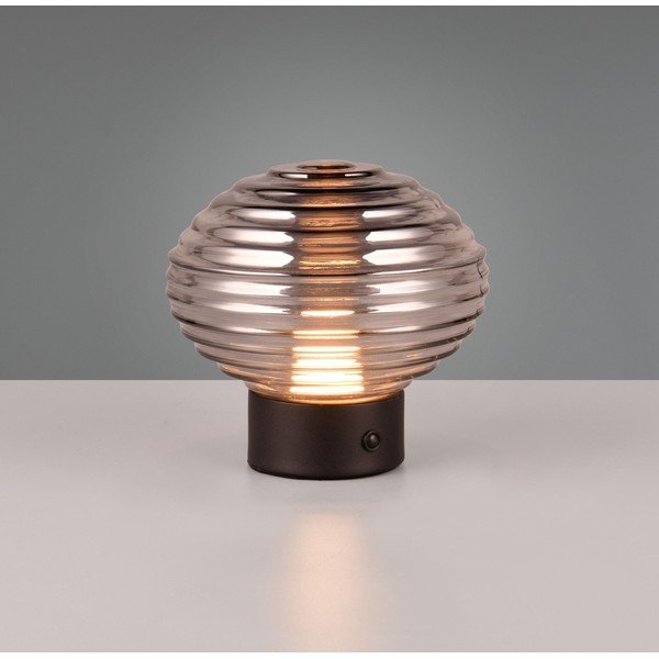 Veioză neagră/gri LED cu intensitate reglabilă cu abajur din sticlă (înălțime 14,5 cm) Earl – Reality-image-1