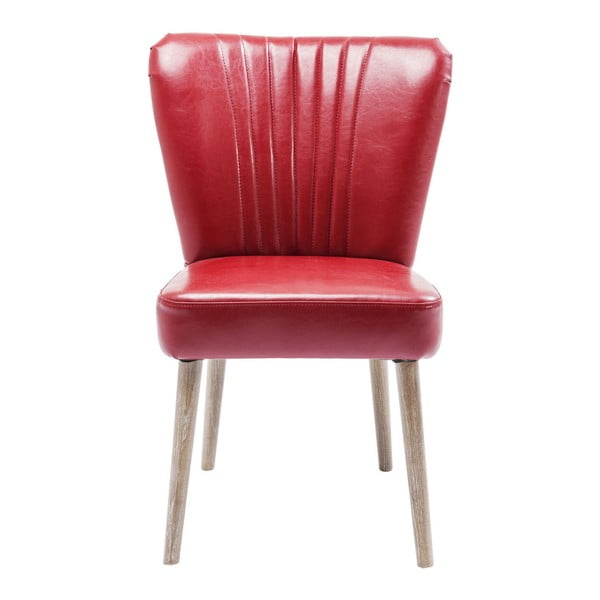 Scaun din piele cu structură din lemn de frasin Kare Design Filou, roșu