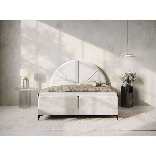 Pat boxspring 180x200 cm bej cu spațiu de depozitare Sunset – Cosmopolitan Design-image-1