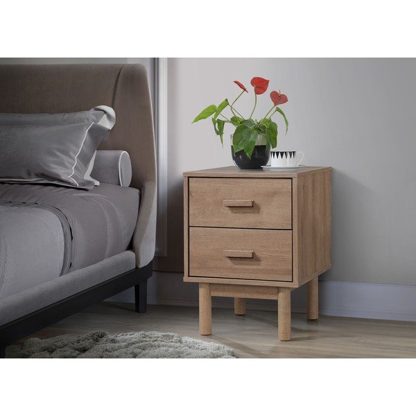 Noptieră în culoare naturală cu aspect de lemn de stejar Melanie – Støraa-image-1