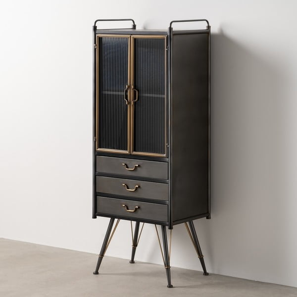 Vitrină neagră din metal 58x150 cm Brick – Ixia-image-3