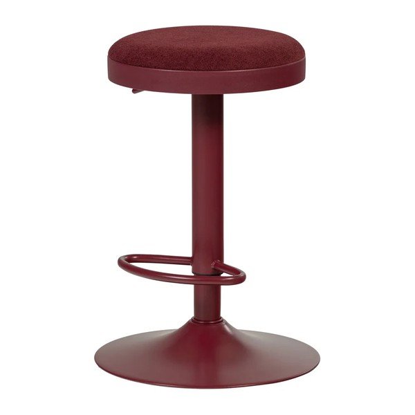 Scaun de bar burgundy cu înălțime ajustabilă tapițat Mevo – WOOOD