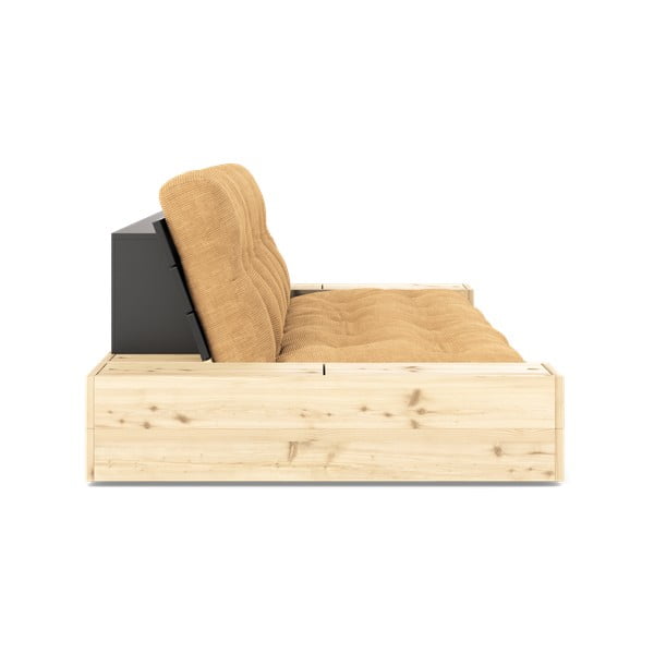 Canapea galben-muștar-maro deschis extensibilă cu tapițerie din catifea reiată  244 cm Base – Karup Design-image-3