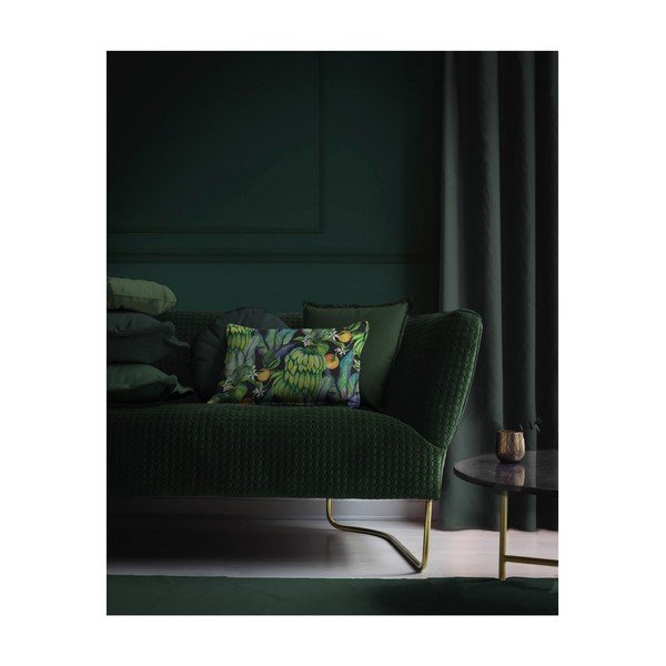 Pernă decorativă rotundă cu husă din catifea Velvet Atelier Dark Green, ⌀ 35 cm-image-1