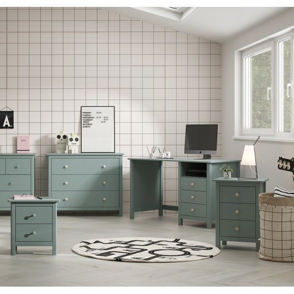 Noptieră de copii în culoarea petrolului din lemn masiv de pin Max – Marckeric-image-1