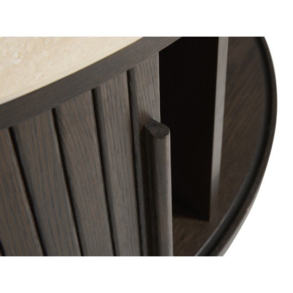Măsuță de cafea în culoare naturală închisă rotundă cu blat ceramic ø 85 cm Enna – Unique Furniture-image-2