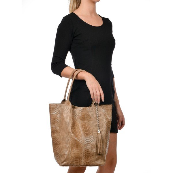 Geantă shopper din piele Renata Corsi Lola, maro-image-4