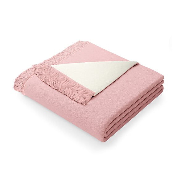 Pătură cu amestec de bumbac AmeliaHome Franse, 150 x 200 cm, roz pudră