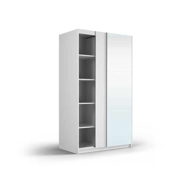 Dulap alb cu oglindă și uși glisante 122x215 cm Lisburn - Cosmopolitan Design-image-4