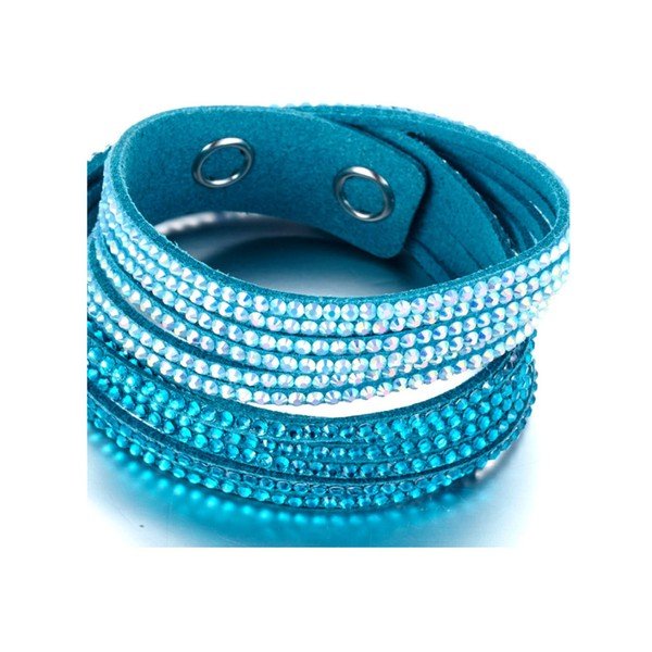 Brățară din piele turcoazcu cristale Swarovski Elements Crystals