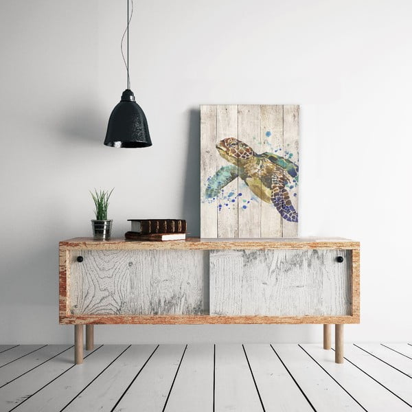 Pictură pe lemn Surdic Watercolor Turtle, 40 x 60 cm-image-1