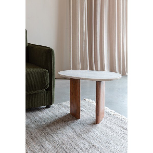 Măsuță auxiliară cu blat din marmură 37x56 cm Tanda – White Label-image-1